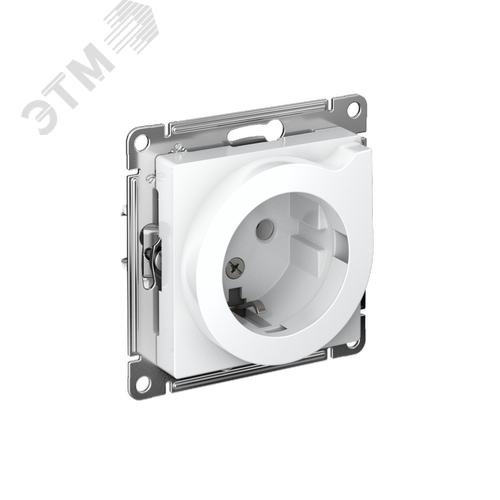 Розетка ATLASDESIGN с заземлением со шторками с выталкивателем 16А механизм белый - фото 1