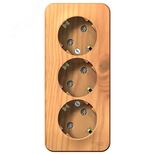 Розетка BLANCA наружная трехпостовая, с заземлением, без шторок, с изолирующей пластиной, 16А, 250В, ясень - фото 3