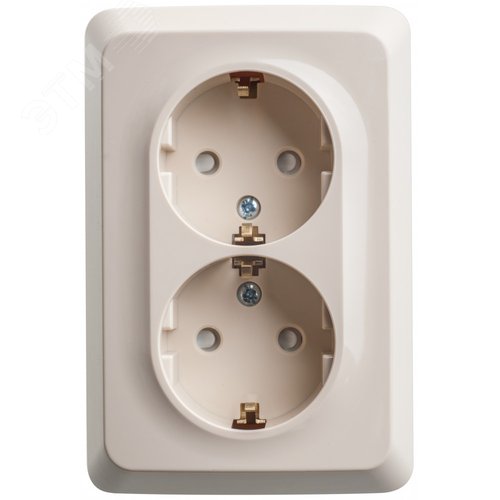 ЭТЮД Розетка угловая двойная открытой установки с заземлением со шт. 16А 250B,кремовый - фото 4