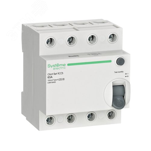 Выключатель дифференциального тока селективный (ВДТ/УЗО) 63А 4P 100мА A-S 400В City9 Set - фото 1