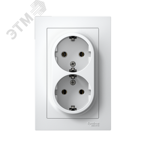 Розетка ATLASDESIGN двойная с заземлением 16А в сборе белый - фото 2