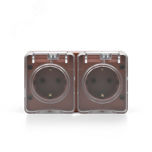 AtlasDesign PROFI IP54 О/У РОЗЕТКА двойная с з/к со шторками 16А, ТЕРРАКОТОВЫЙ - фото 3