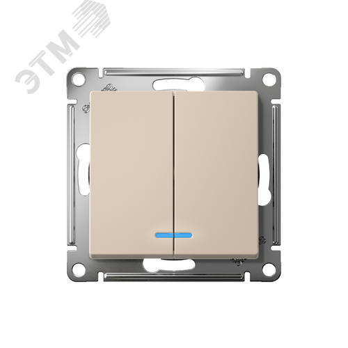 ATLASDESIGN выключатель двухклавишный с подсветкой, сх.5а, 10АХ, мех., ПЕСОЧНЫЙ - фото 2