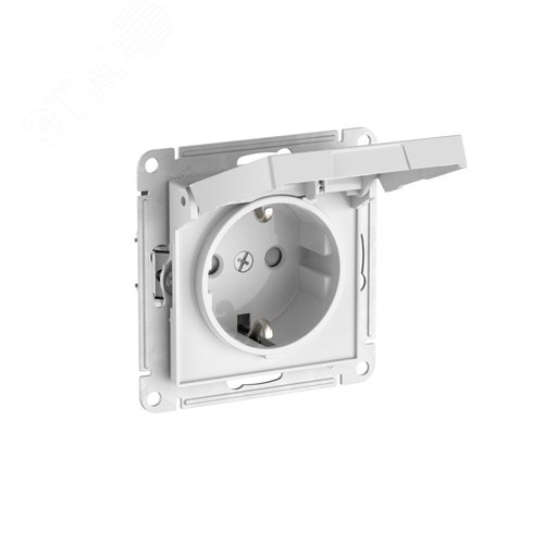 ATLASDESIGN РОЗЕТКА с заземлемлением со шторкой с крышкой, 16А ,IP20, быстрозажимные клеммы, БЕЛЫЙ - фото 4