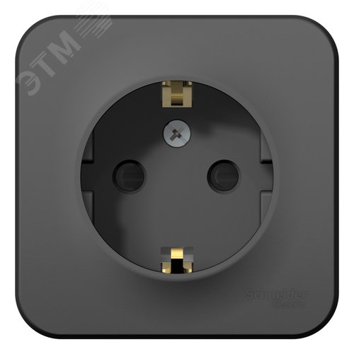 BLANCA Розетка наружная с заземлением со шторками изолированный плоский, 16А, 250В, антрацит - фото 1