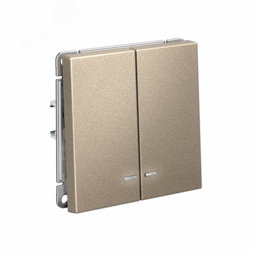 ARTGALLERY 2-клавишный ВЫКЛЮЧАТЕЛЬ с подсветкой, сх.5а, 10АХ, механизм, быстрозажимные клеммы, ШАМПАНЬ - фото 4