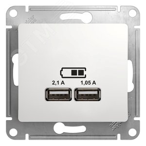Розетка GLOSSA USB 5В/2100мА 2х5В/1050мА механизм белый