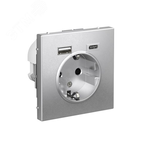 ARTGALLERY розетка 16А с 2 USB A+C, 5В/2,4А/3,0А, 2х5В/1,5А, механизм, алюминий - фото 2