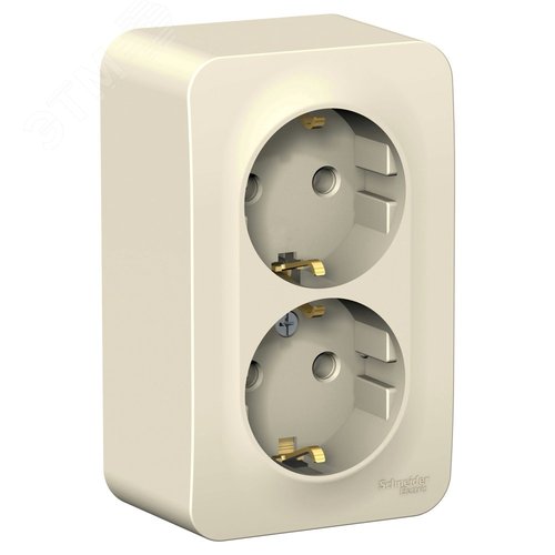 Изображение товара BLANCA розетка наружная двойная с заземлением, без шторок, с изолирующей пластиной, 16А, 250В, молочный (шт)