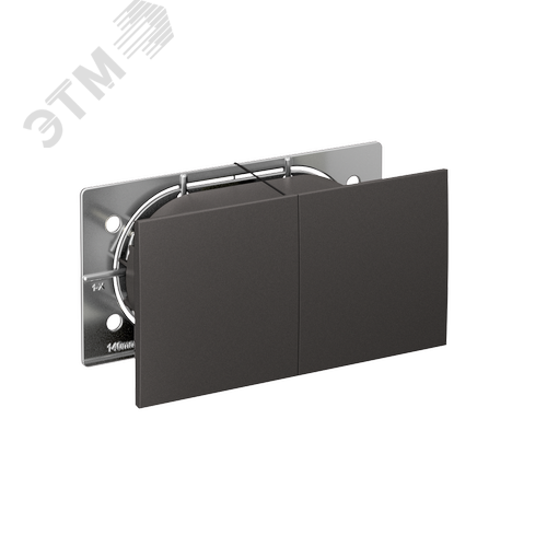 ATLASDESIGN РОЗЕТКА двойн. с заземл.со штор.со сдвиж. крышк, 16А, в сборе, БАЗАЛЬТ - фото 1