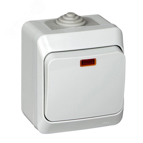 Изображение товара ЭТЮД Выключатель одноклавишный наружный с подсветкой IP44 серый (шт)