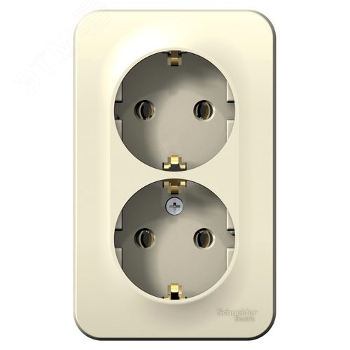 BLANCA розетка наружная двойная с заземлением, без шторок, с изолирующей пластиной, 16А, 250В, молочный - фото 3