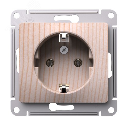 GLOSSA розетка с заземлением, 16А, механизм, сосна - фото 1