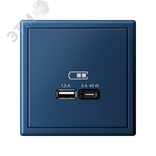 ARTGALLERY USB розетка A + тип-C 45Вт высокоскор.заряд. QC, PD, механизм, аквамарин - фото 5