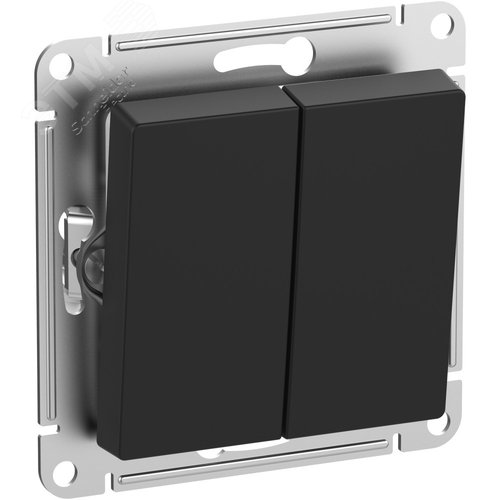 Изображение товара ATLASDESIGN AQUA Выключатель 2-клавишный, IP44, сх.5, 10АХ, механизм, КАРБОН (шт)