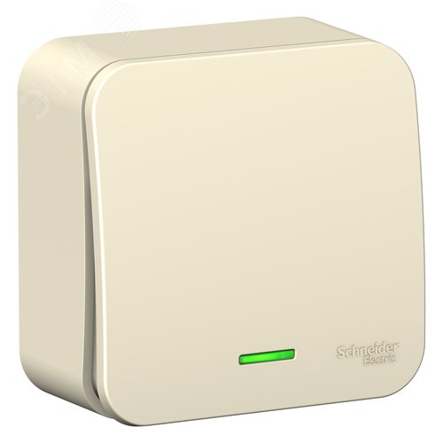 Переключатель одноклавишный наружный BLАNCА (cх.6) с подстветкой, с изолирующей пластиной, 10А, 250В, белый - фото 3