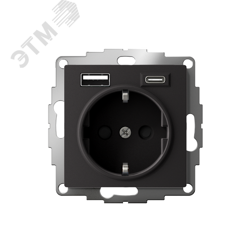 РОЗЕТКА 16А c 2 USB A+С, мех, КАРБОН - фото 2