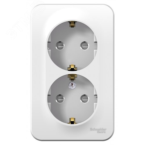 BLANCA розетка наружная двойная с заземлением со шторками и металлической пластиной, 16А, 250В,     белый - фото 3