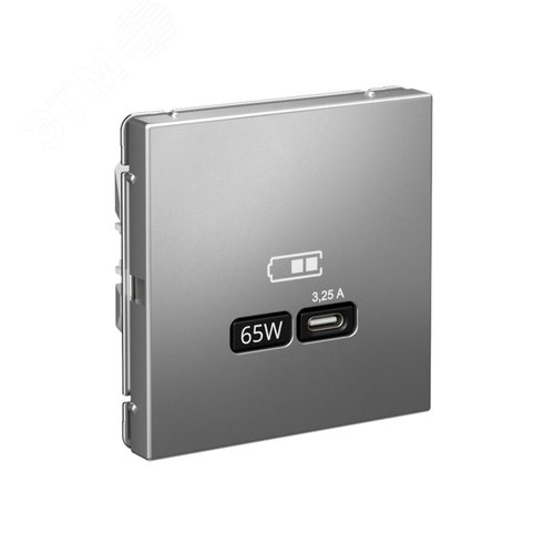 ARTGALLERY USB розетка тип-С 65Вт высокоскор.заряд. QC, PD, механизм, сталь - фото 2