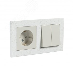 Рамка двухпостовая ATLASDESIGN NATURE, МРАМОР КРЕМ РОЯЛ - фото 1