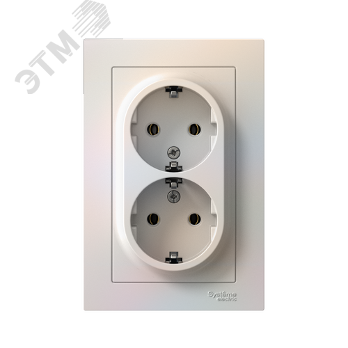 Розетка ATLASDESIGN двойная с заземлением 16А в сборе жемчуг - фото 5