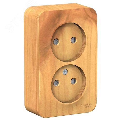 Изображение товара Розетка BLANCA наружная двойная, без заземления, со шторками, с изолирующей пластиной, 16А, 250В, ясень (шт)