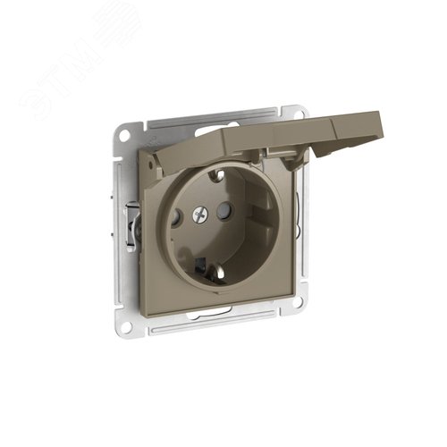 ATLASDESIGN РОЗЕТКА с заземл. со шторк. с крышкой,16А,IP20,мех., быстрозажимные клеммы, ШАМПАНЬ - фото 4