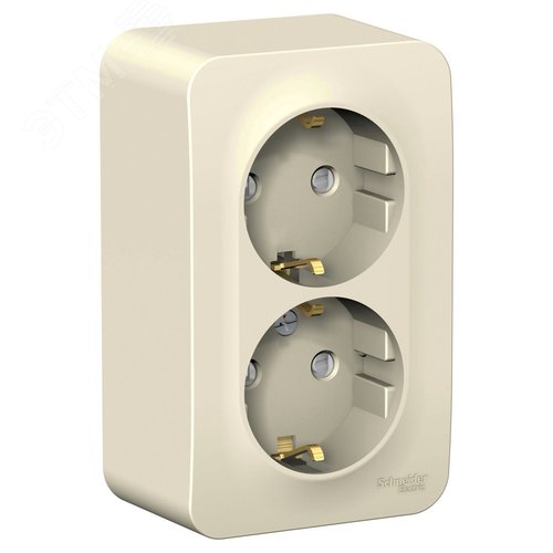 Изображение товара BLANCA розетка наружная двойная с заземлением со шторк., 16А, 250В, молочный (шт)