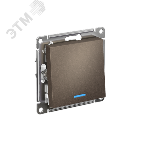 Изображение товара ATLASDESIGN 1-клавишный ПЕРЕКЛЮЧАТЕЛЬ с подсветкой, сх.6а, 10АХ, быстрозажимные клеммы, МОККО (шт)