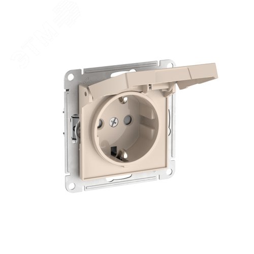 ATLASDESIGN РОЗЕТКА с заземлением со штораками с крышкой, 16А,IP20,мех., быстрозажимные клеммы, БЕЖЕВЫЙ - фото 4