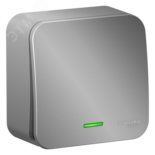 Выключатель BLANCA одноклавишный наружный (схема 1) с подсветкой и изоляционной пластиной 10а 250b алюминий - фото 3