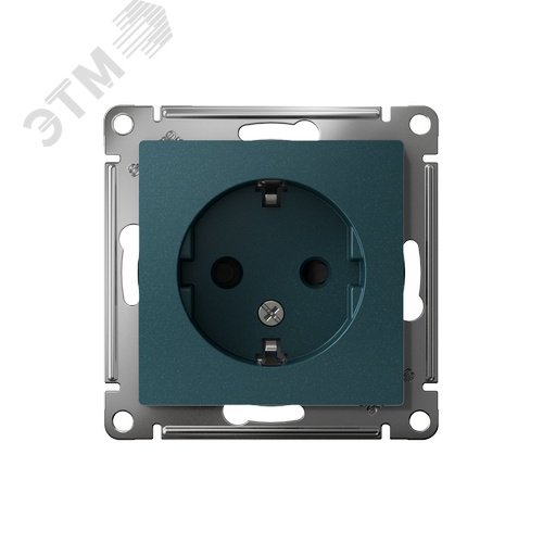 Розетка ATLASDESIGN с заземлением со шторками 16А механизм изумруд - фото 2