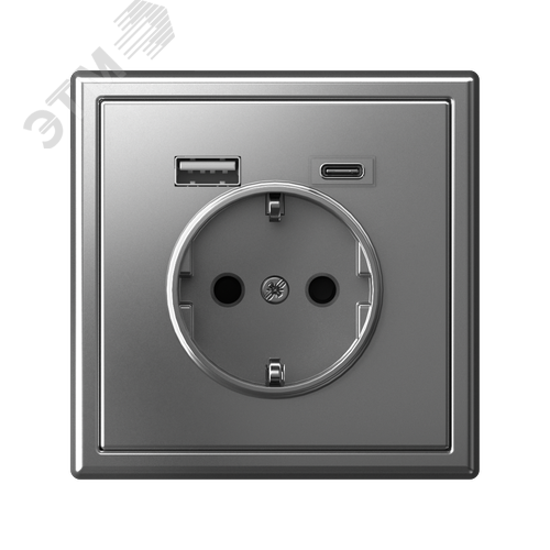 ARTGALLERY розетка 16А с 2 USB A+C, 5В/2,4А/3,0А, 2х5В/1,5А, механизм, сталь - фото 5