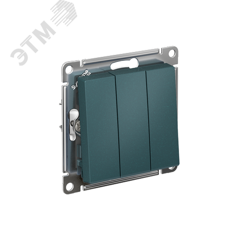 Изображение товара Выключатель трехклавишный ATLASDESIGN схема 1+1+1 10АХ механизм изумруд (шт)