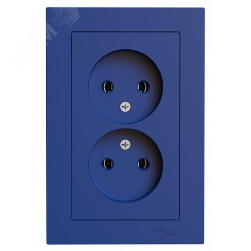 ATLASDESIGN РОЗЕТКА двойная без заземления,16А, в сборе, АКВАМАРИН - фото 2