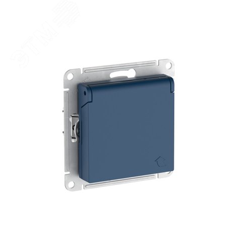 ATLASDESIGN РОЗЕТКА с заземл. со шторк. с крышкой,16А, IP20, быстрозажимные клеммы, АКВАМАРИН - фото 1