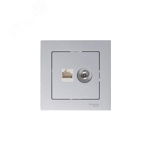 Розетка ATLASDESIGN двойная компьютерная+ТВ RJ45+TV категория 5E механизм алюминий - фото 7