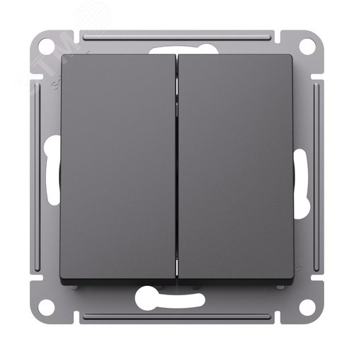 Изображение товара ATLASDESIGN 2-клавишный ВЫКЛЮЧАТЕЛЬ с самовозвратом, 10АХ, механизм, БАЗАЛЬТ (шт)