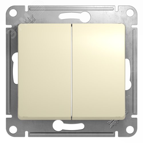 Изображение товара GLOSSA Выключатель двухклавишный в рамку бежевый схема 5 (шт)