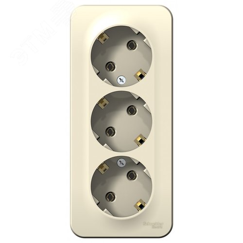 BLANCA розетка наружная 3-я с заземлением без шторками с изолирующей пластиной 16А, 250В, молочный - фото 3