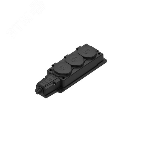 Изображение товара Колодка 3х розетка тройная 2К+З каучуковая 16А/250В IP44 Чёрная MultiSet (шт)