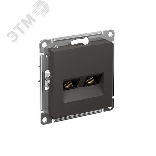 Изображение товара ATLASDESIGN РОЗЕТКА двойная компьютерная RJ45+RJ45, кат.5Е, механизм, БАЗАЛЬТ (шт)