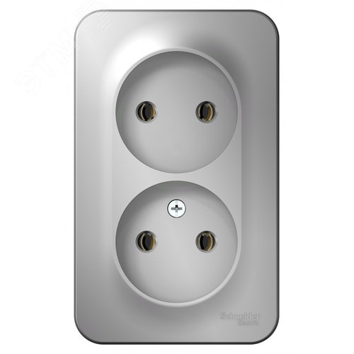 Розетка BLANCA наружная двойная, без заземления, без шторок, с изолирующей пластиной, 16А, 250В, алюминий - фото 5