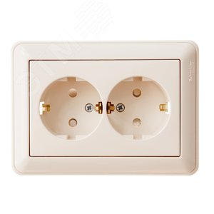 Изображение товара W59 Розетка двойная скрытая c заземлением 16А бежевая (шт)