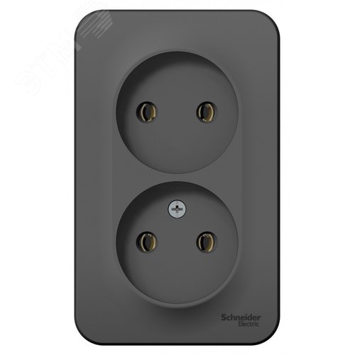 Розетка BLANCA наружная двойная, без заземления, без шторок, с изолирующей пластиной, 16А, 250В, антрацит - фото 5