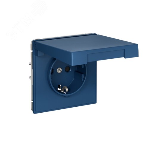 ARTGALLERY РОЗЕТКА с заземл. со шторк. с крышк., 16А, IP20,  механизм, быстрозажимные клеммы, аквамарин - фото 2