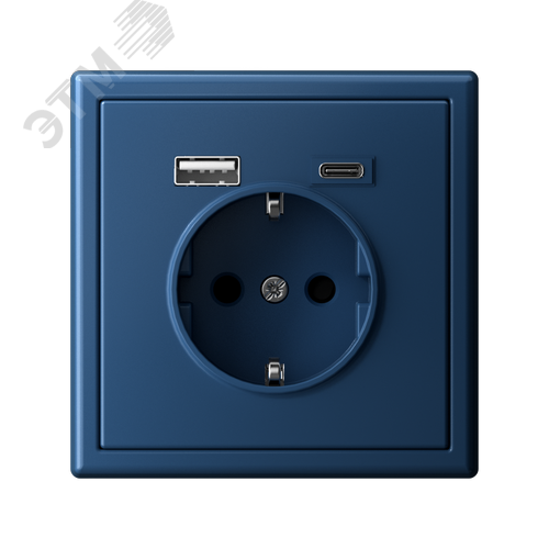 ARTGALLERY розетка 16А с 2 USB A+C, 5В/2,4А/3,0А, 2х5В/1,5А, механизм, аквамарин - фото 5