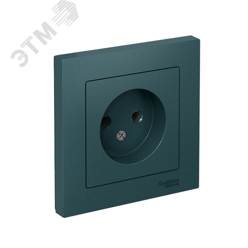 Розетка ATLASDESIGN без заземления 16А в сборе изумруд - фото 1