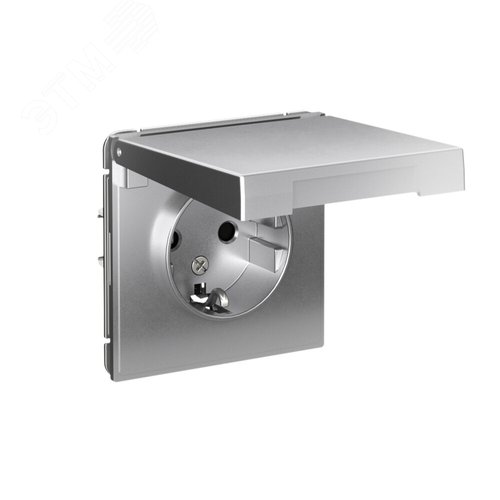 ARTGALLERY розетка с заземл. со шторк. с крышкой, 16А, IP20, механизм, алюминий - фото 2