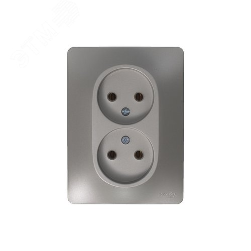 GLOSSA розетка двойная без заземления в сборе платина - фото 5